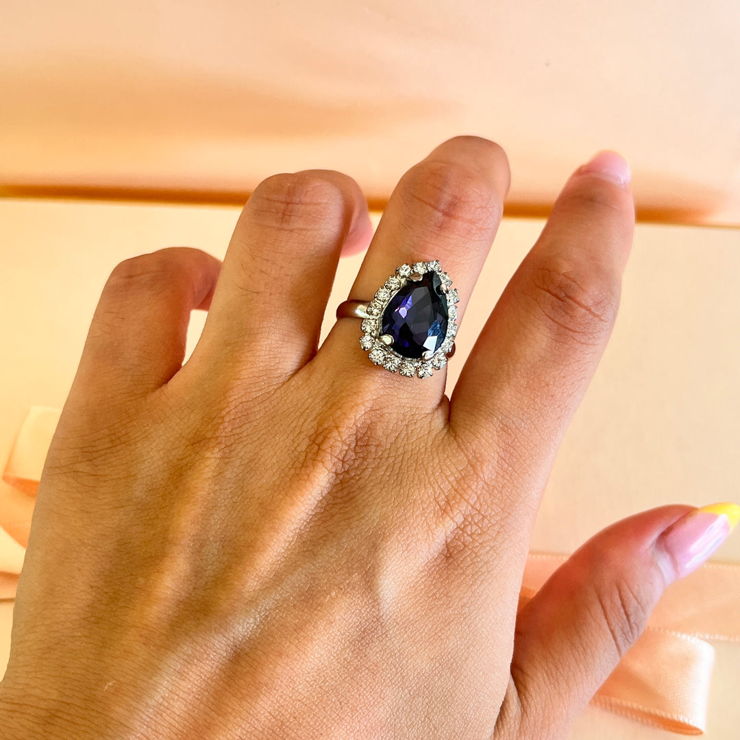 Purple teardrop preciosa crystals set