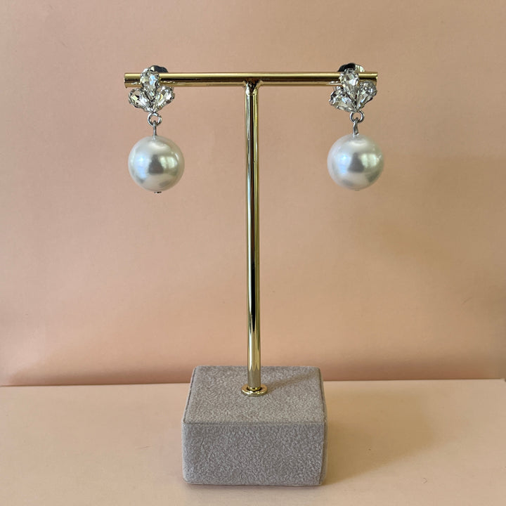 Silver preciosa crystals & pearls earrings