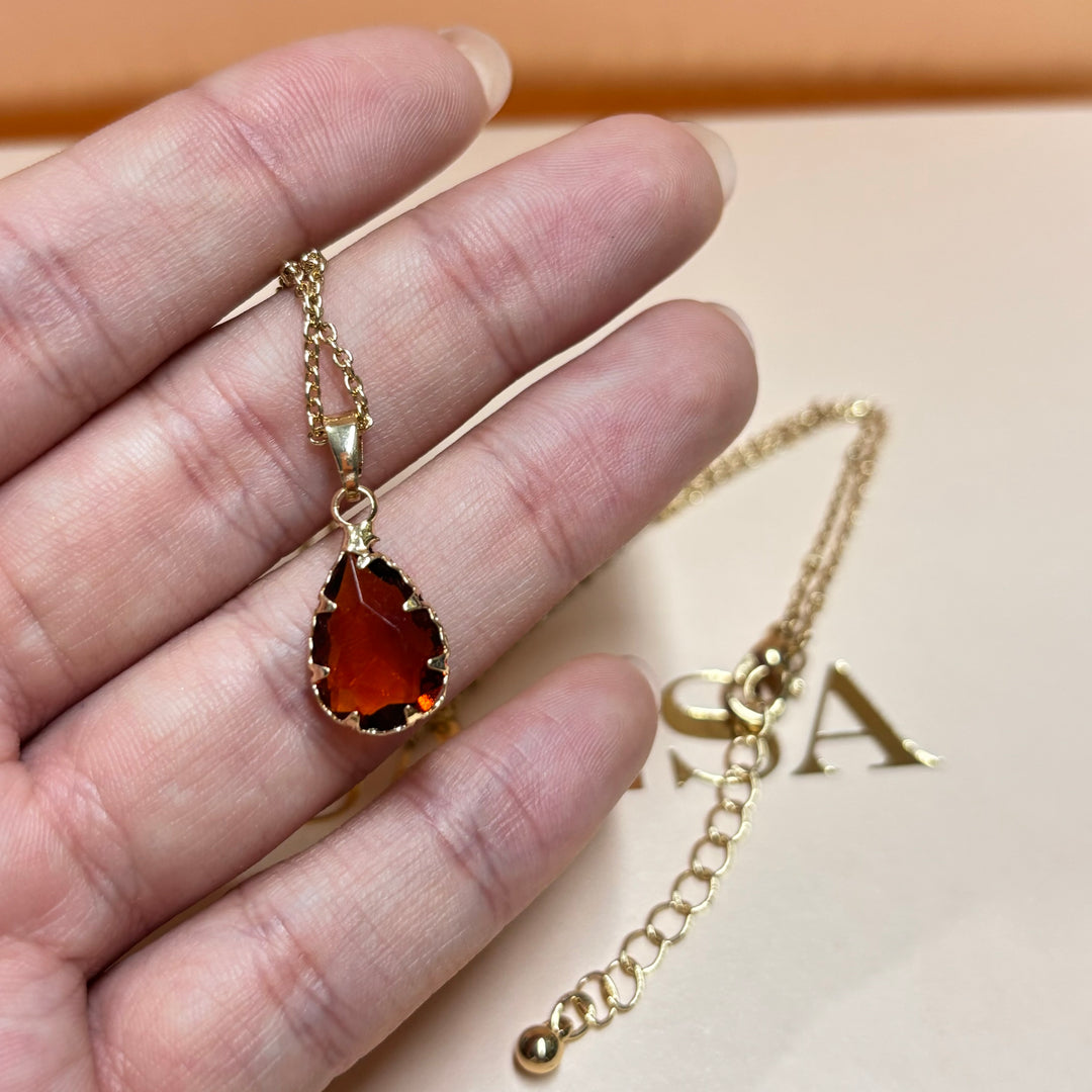 Teardrop brown rhinestone pendant