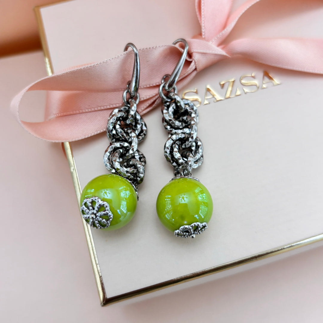 Ceramic green earrings
