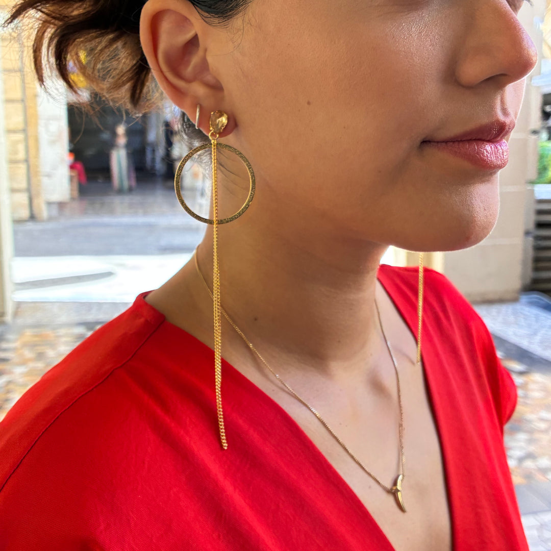 Champagne teardrop long earrings