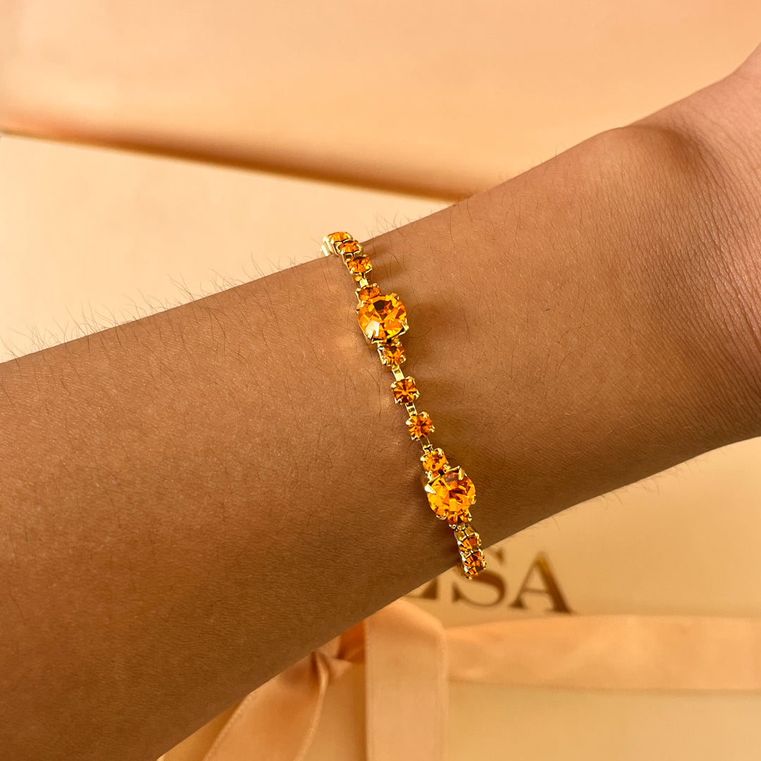 Orange Swarovski crystals bracelet