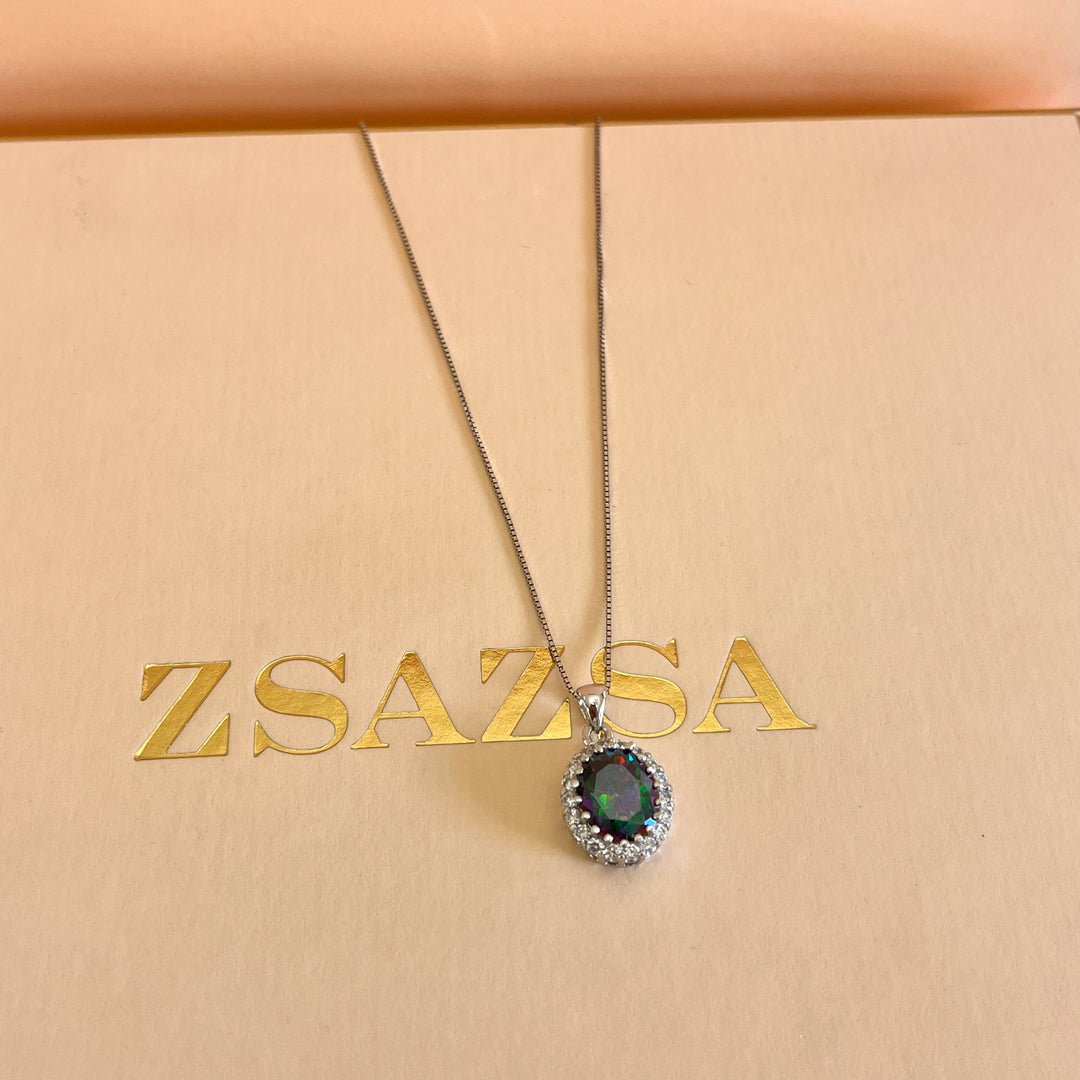 Watermelon oval zircone set