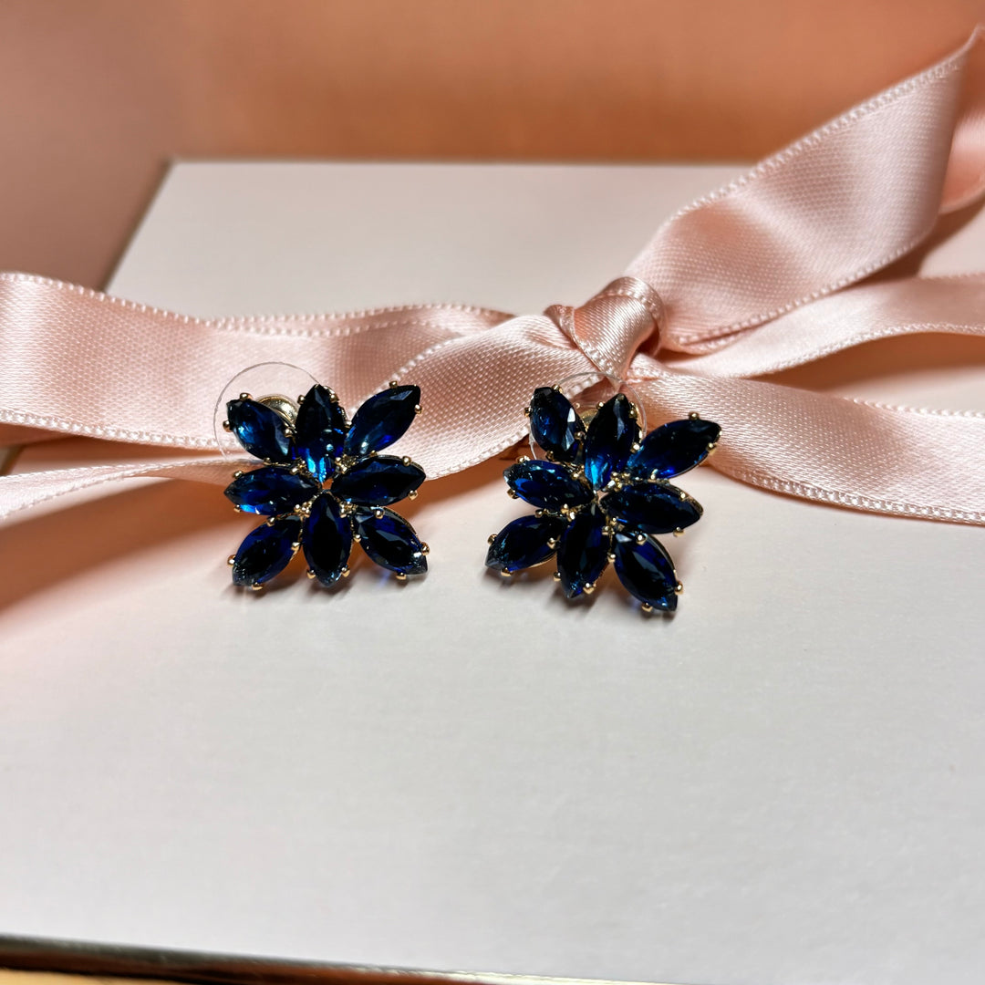navy blue marquise studs
