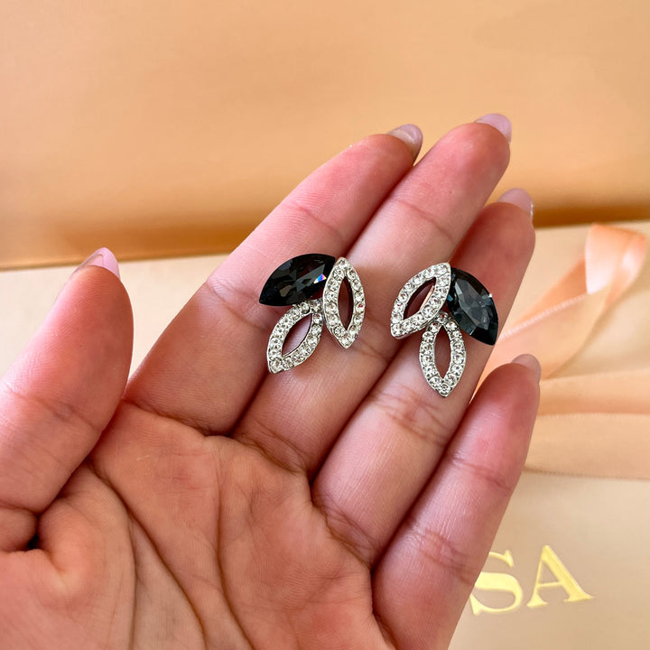 Grey marquise Swarovski crystals studs and bracelet