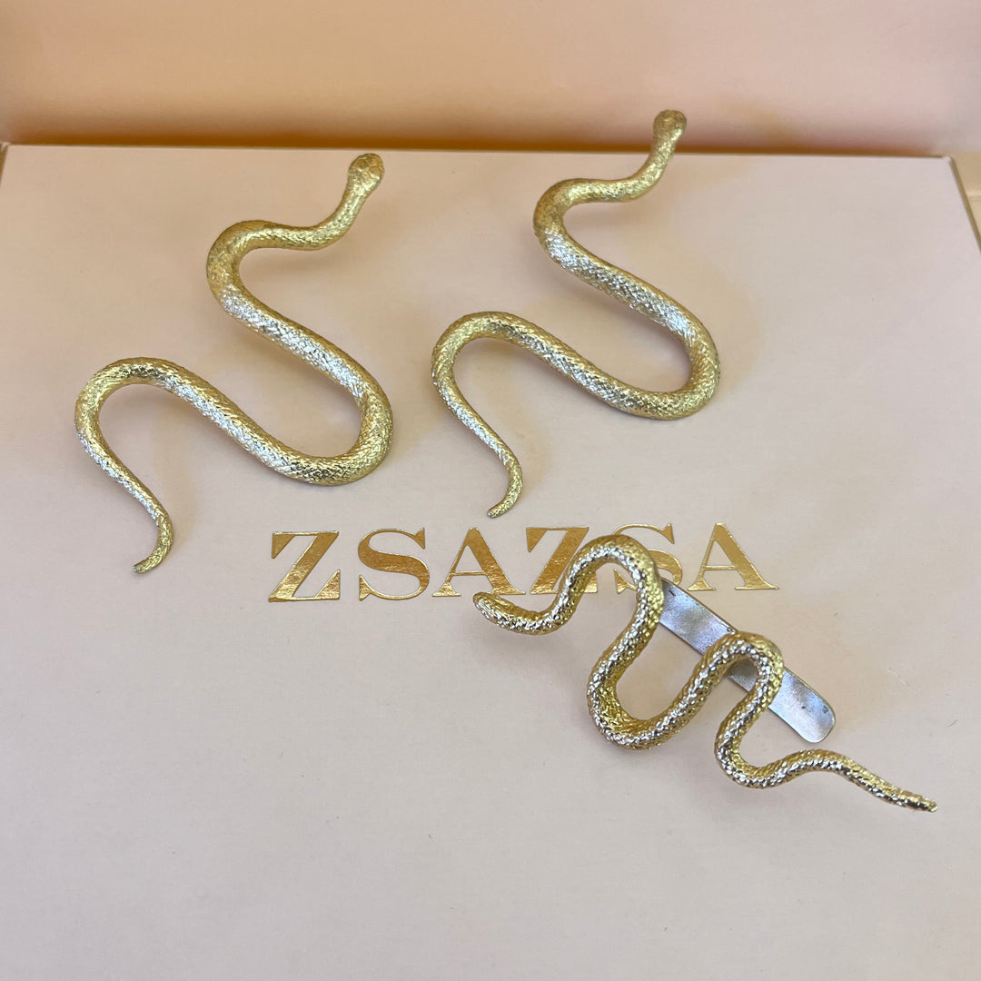 Snake gold handmade earring & ring