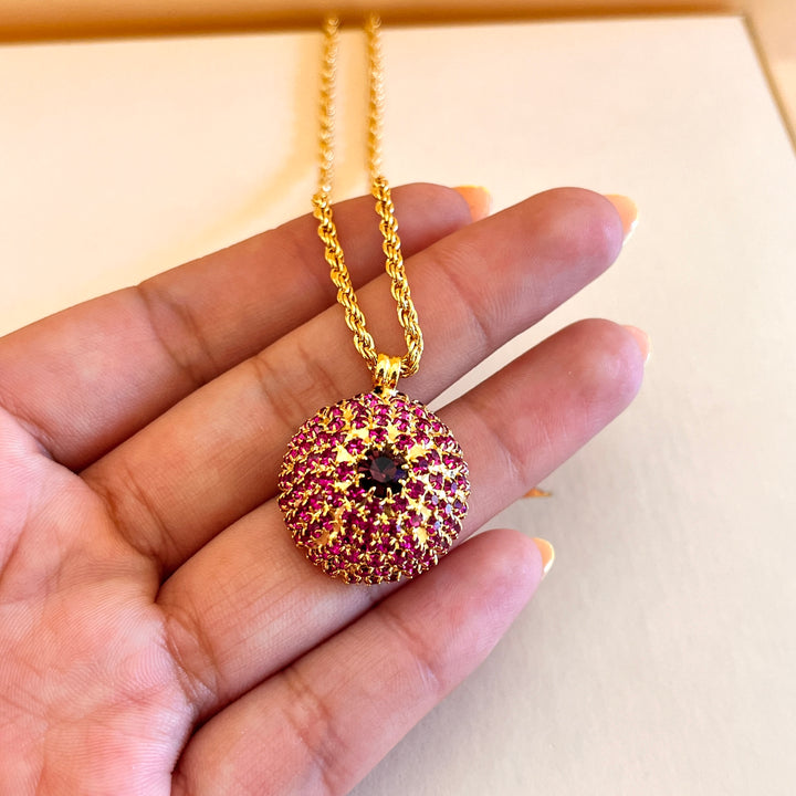 Fuchsia Swarovski crystals pendant
