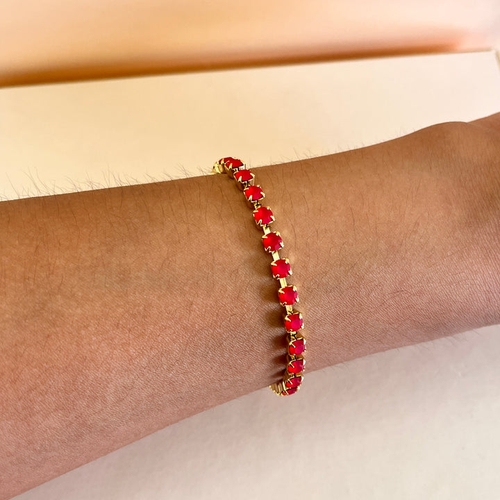Matte red preciosa crystals bracelet