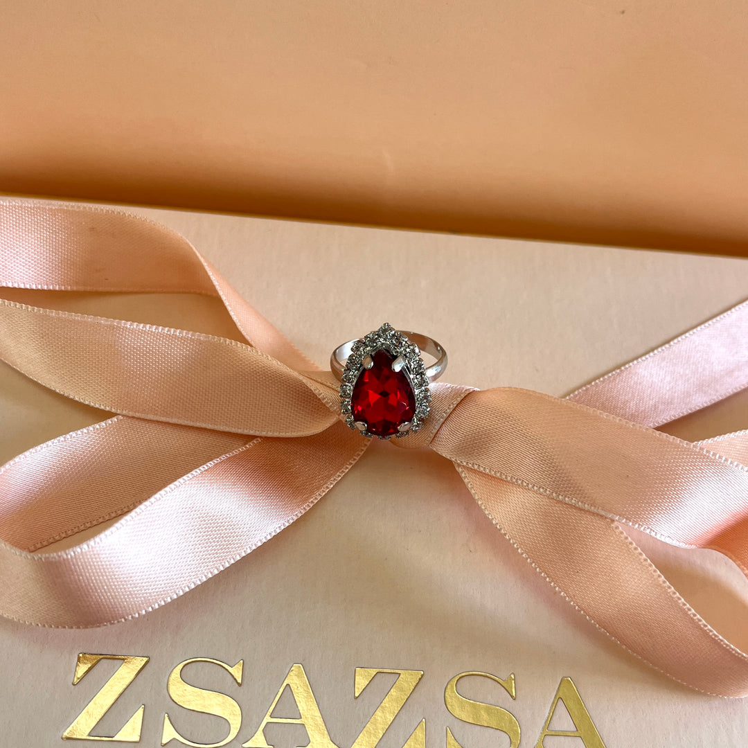 Red teardrop Swarovski crystals set