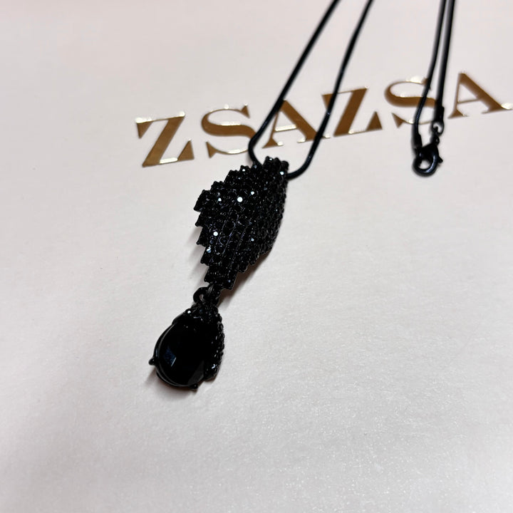 Teardrop Black rhinestone pendant