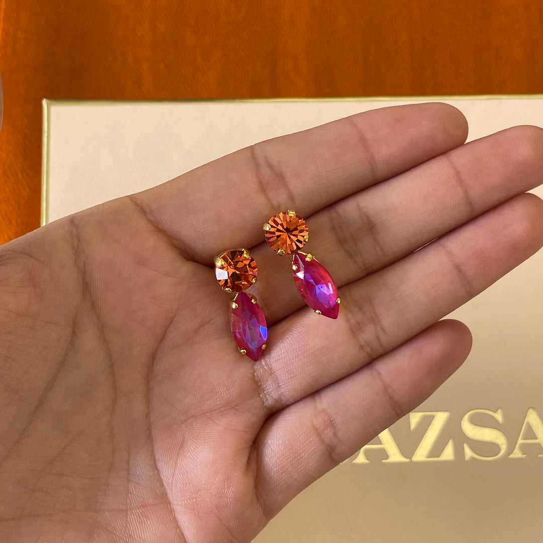 orange and fuchsia Swarovski Crystals set