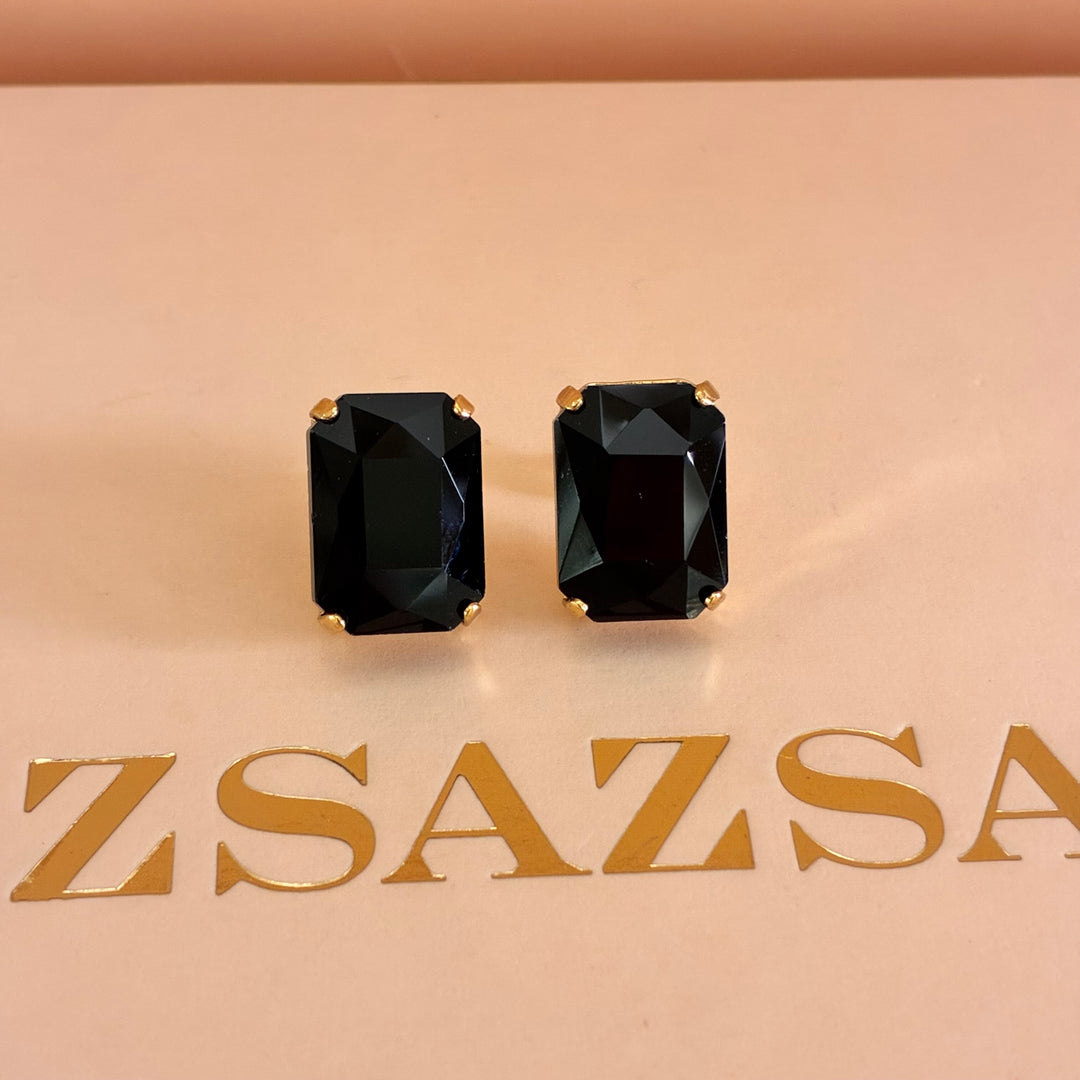 Black rectangular Preciosa crystals set