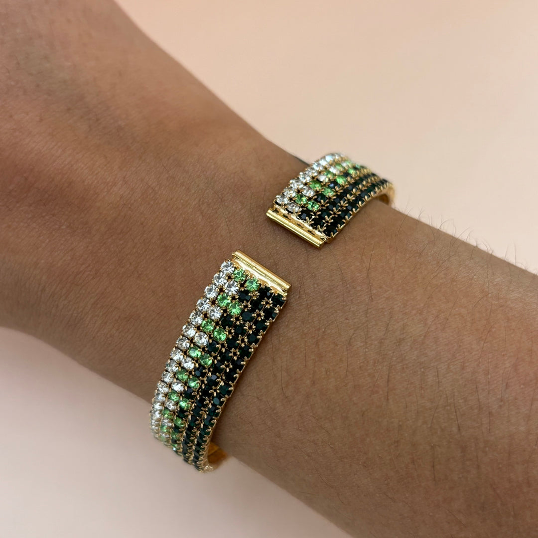 Green and black Rhinestone Bracelet