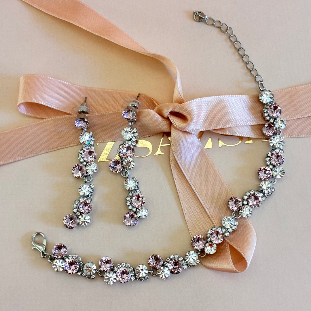 Lilac Swarovski crystals silver set