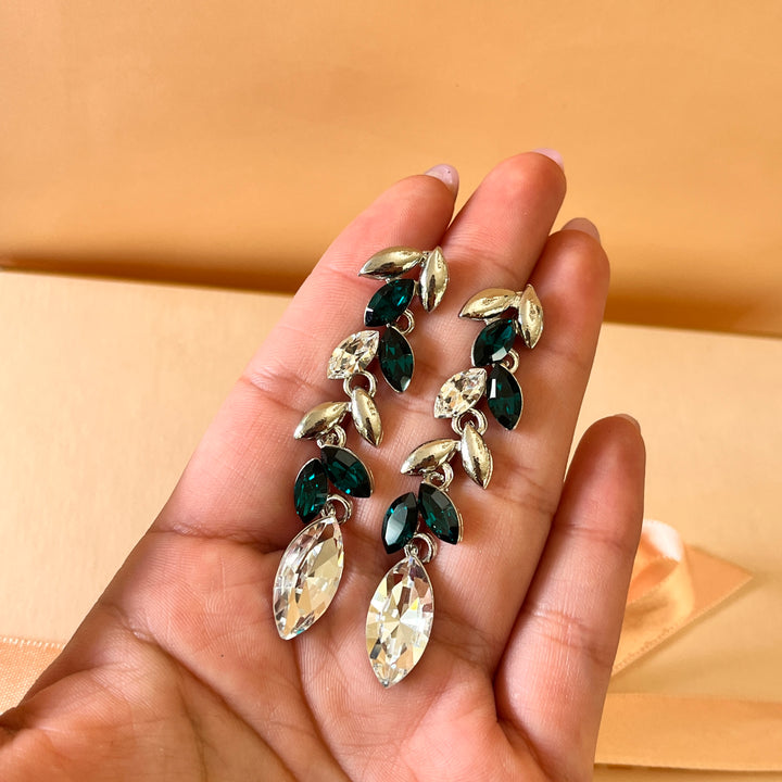 Marquise dark green Swarovski crystals set