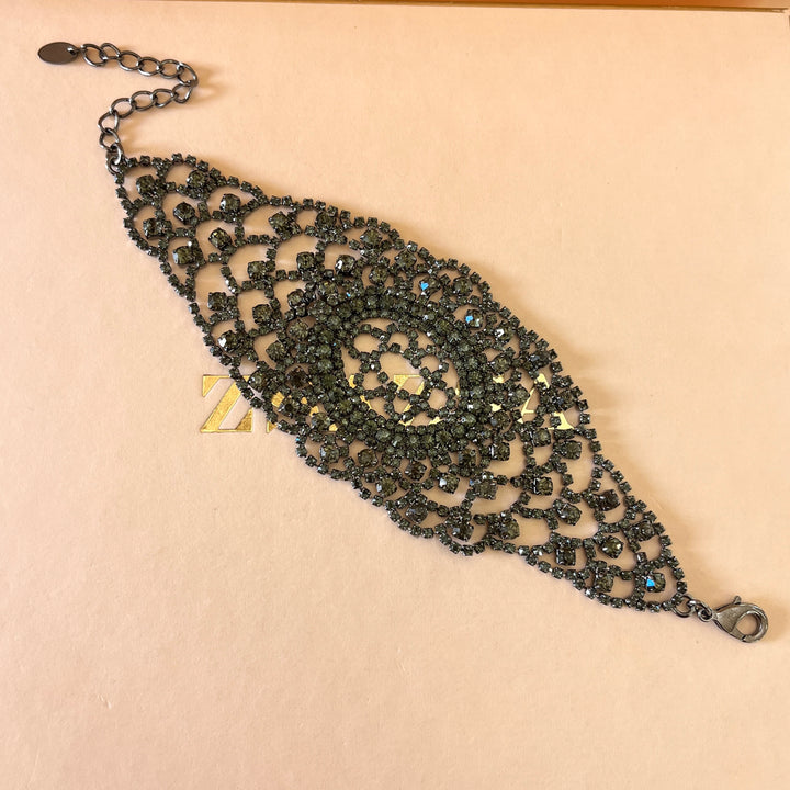 Grey preciosa crystals necklace and bracelet