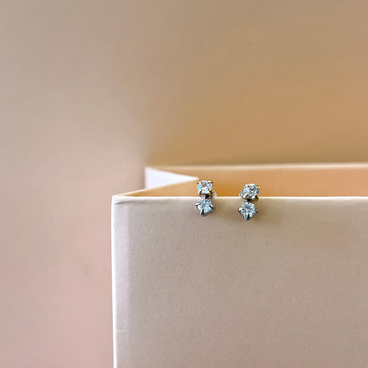 Two tones zircone earrings