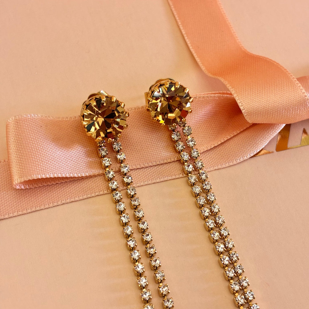 Champagne with bronze Preciosa crystals earrings