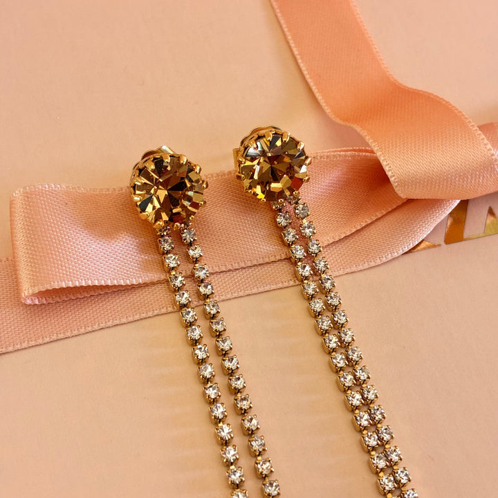 Champagne with bronze Preciosa crystals earrings