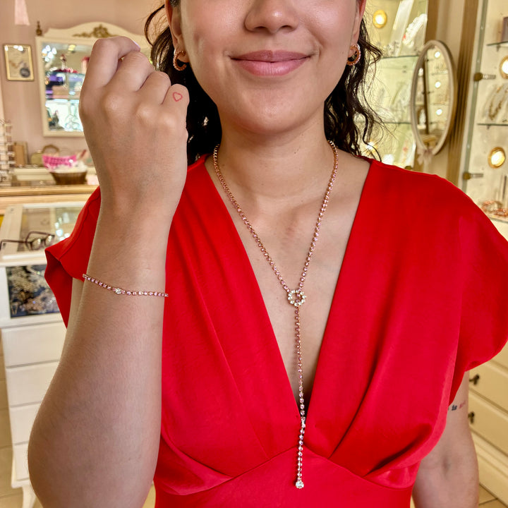 Pink Swarovski crystals gold plated set