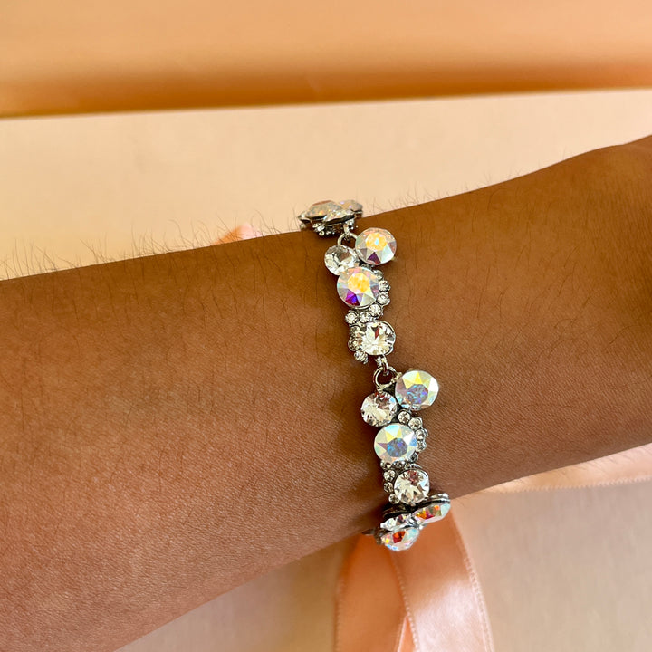 Aurora borealis Swarovski crystals earrings and bracelet