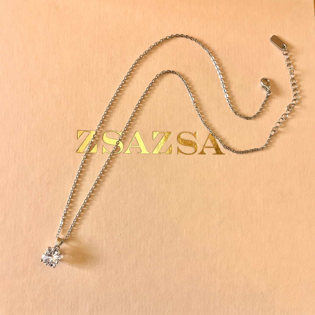 Solitaire zircone white gold plated set