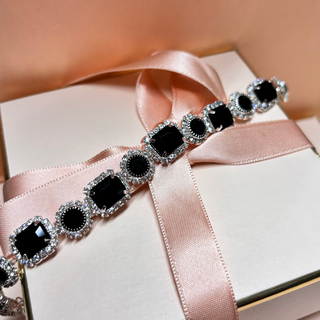 Multistone rhinestone white gold plated bracelet