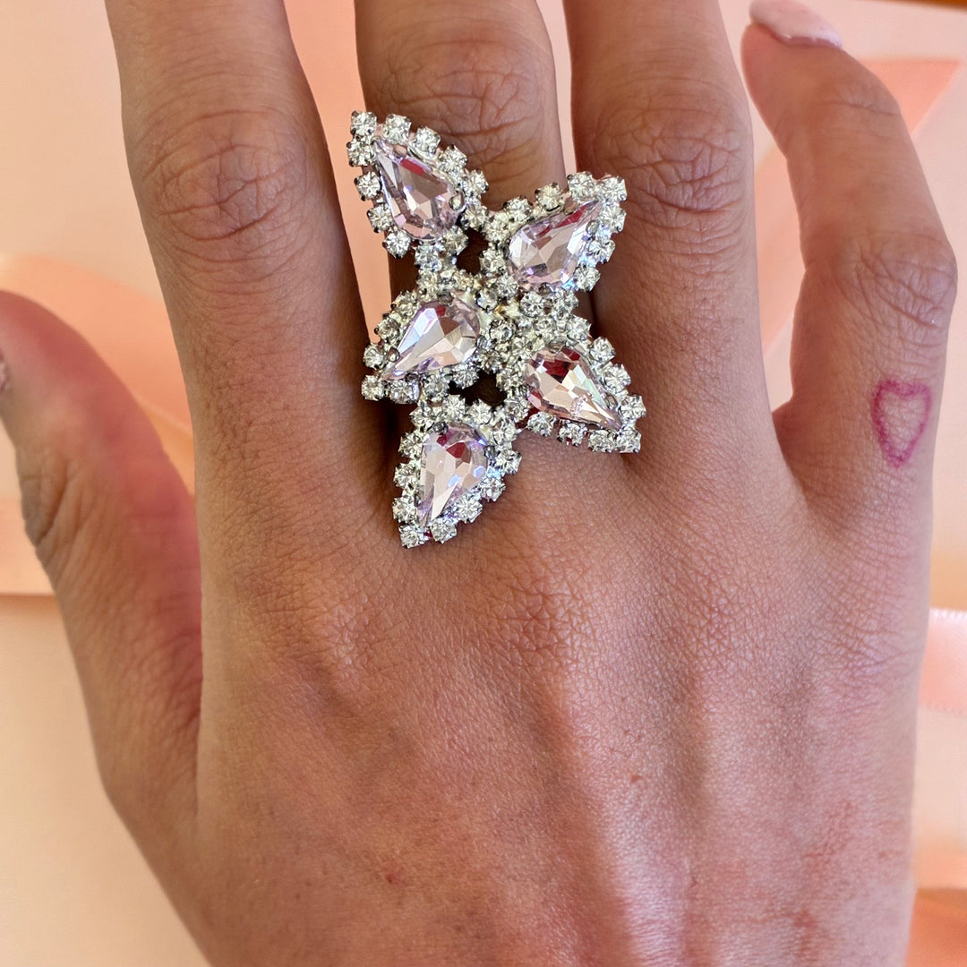 Light pink Swarovski crystals silver set