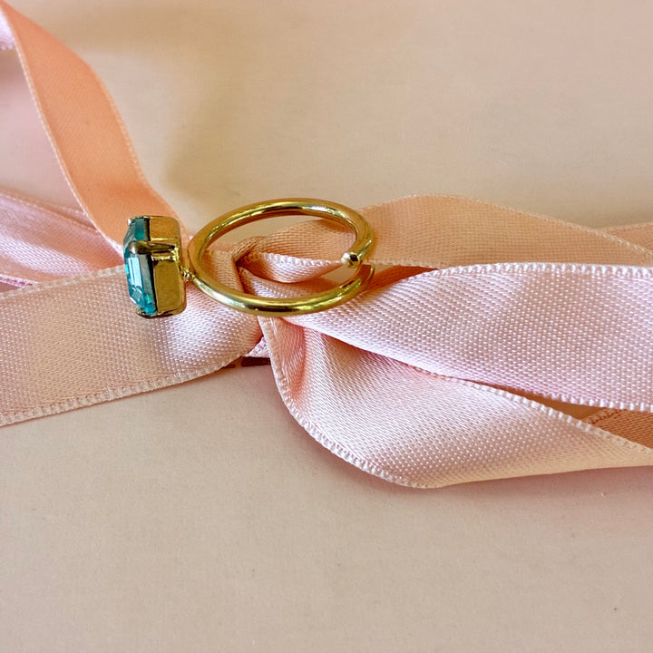 Mint square Swarovski crystals ring