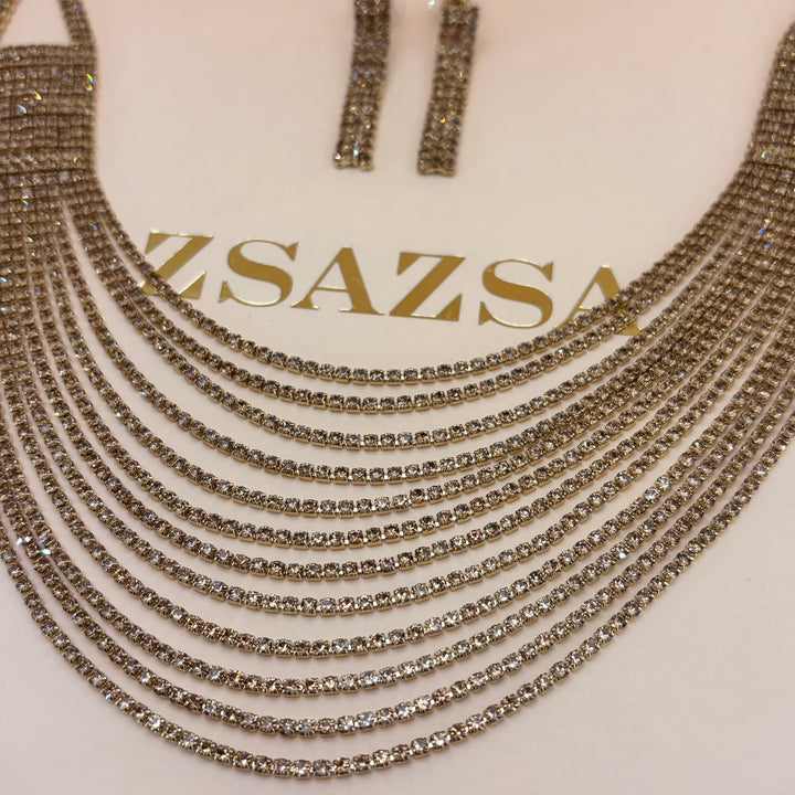 Bronze rhinestone chunky set