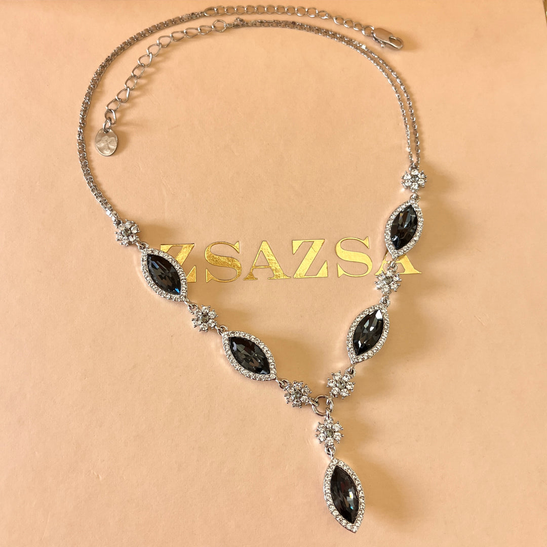 Grey marquise Swarovski crystals set