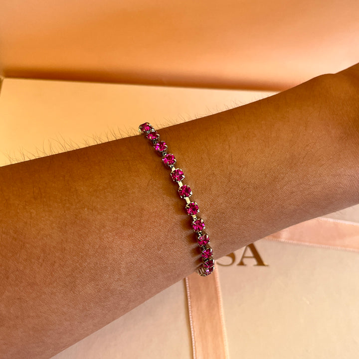 Fuchsia Swarovski crystals bracelet