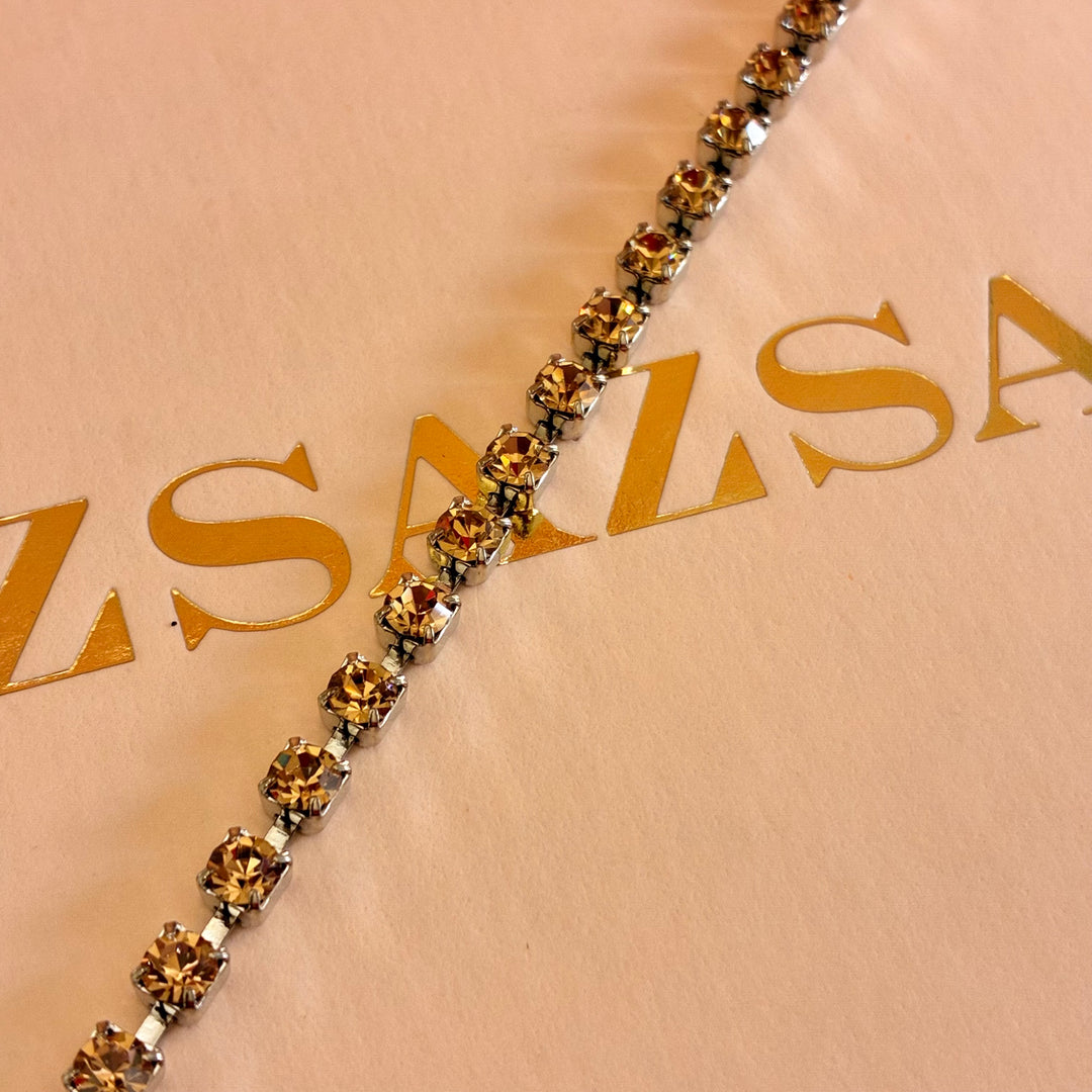 Dainty Champagne Swarovski crystals silver bracelet
