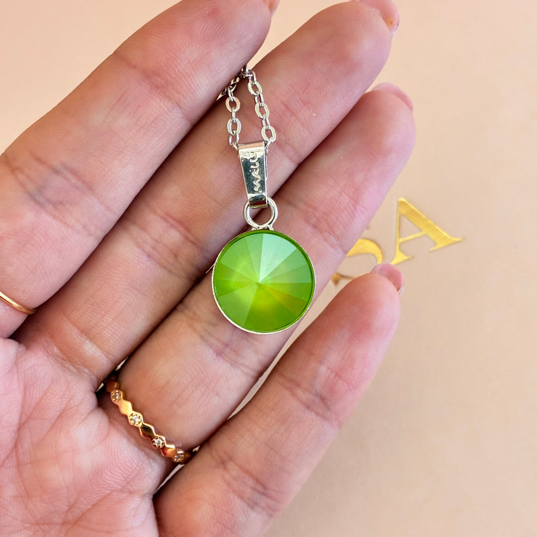 Green Swarovski crystals silver set