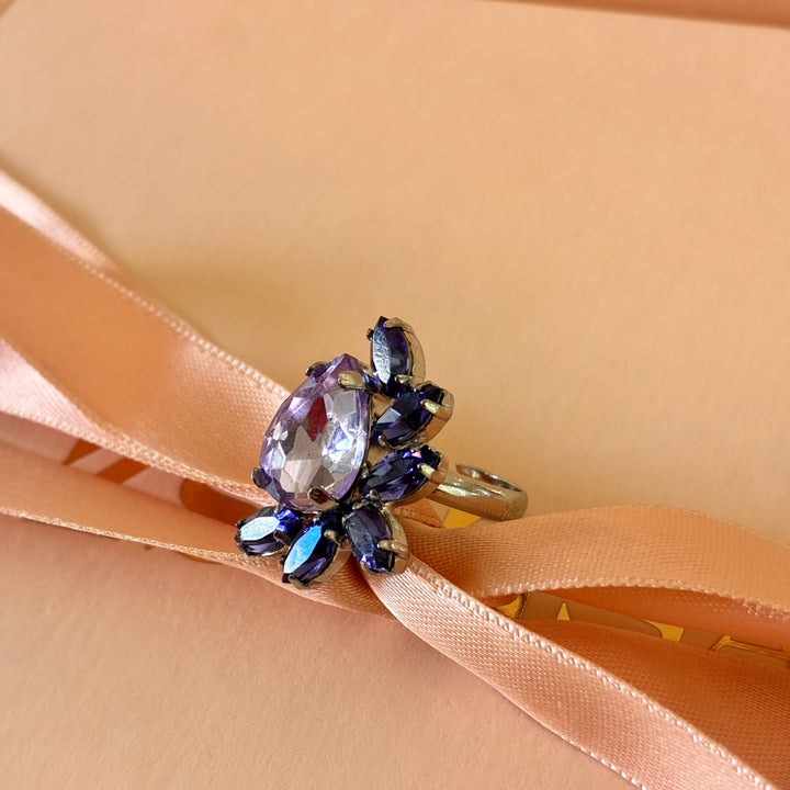 Purple and lilac teardrop silver plated set