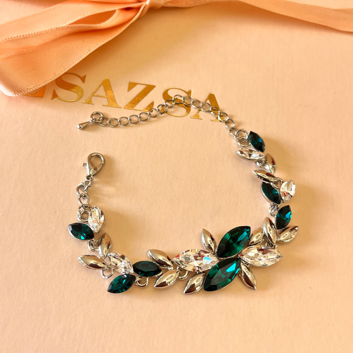 Marquise dark green Swarovski crystals set