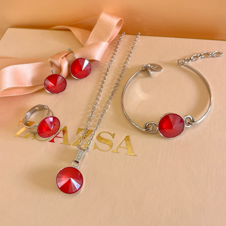 Red Swarovski crystals set