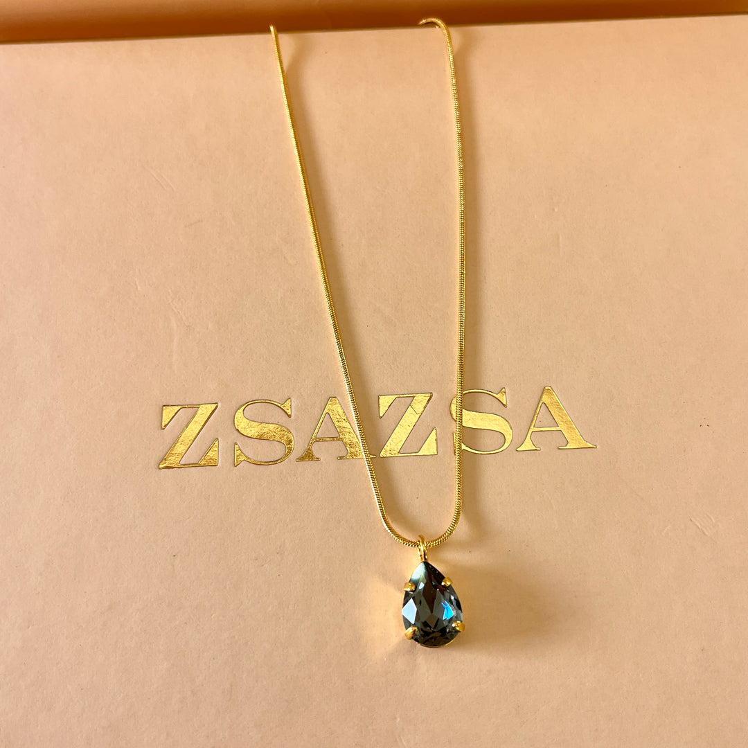 Grey teardrop preciosa crystal pendant