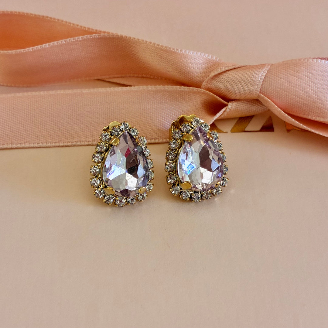 Teardrop lilac Preciosa Crystals gold plated set