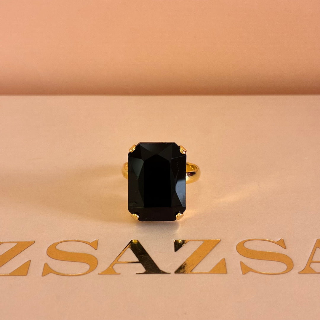 Black rectangular Preciosa crystals set