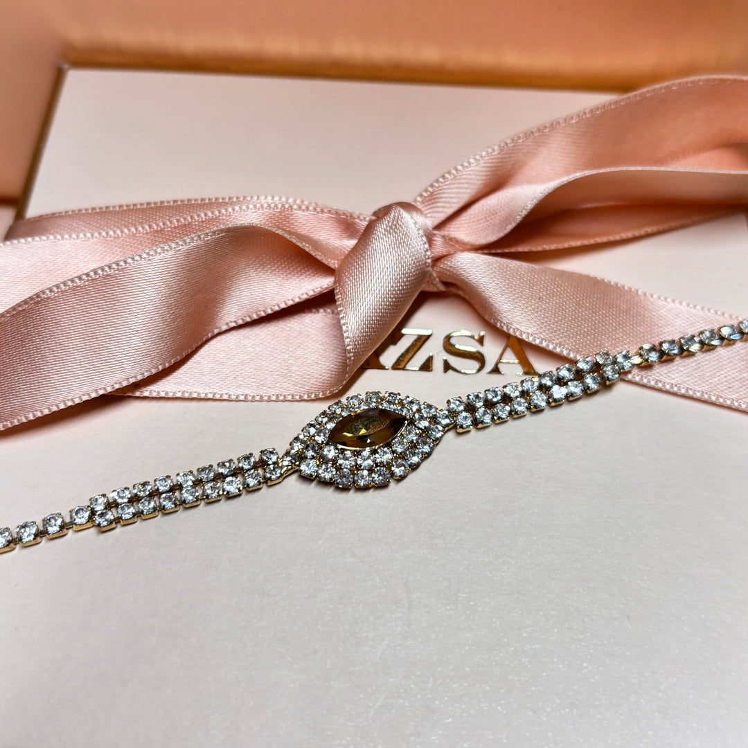 Marquise bronze rhinestone bracelet