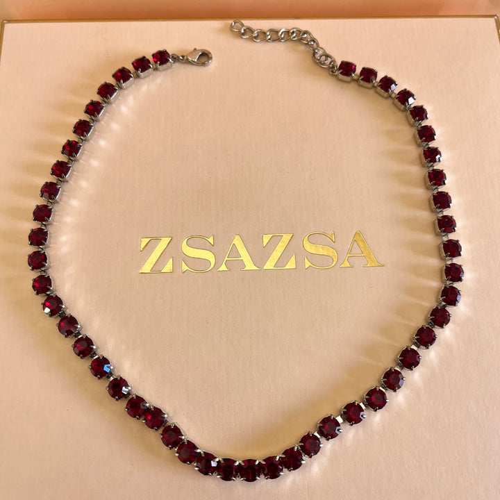 Dark red Swarovski crystals set