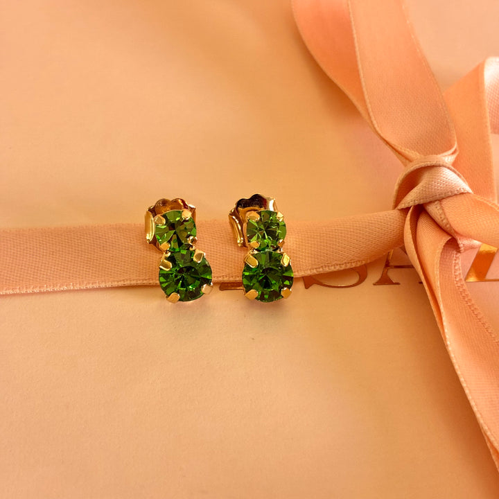 Green Preciosa crystals gold plated earrings