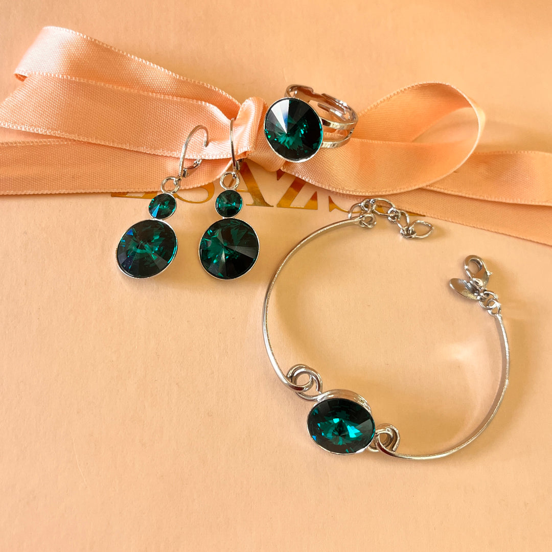 Dark green Swarovski crystals set