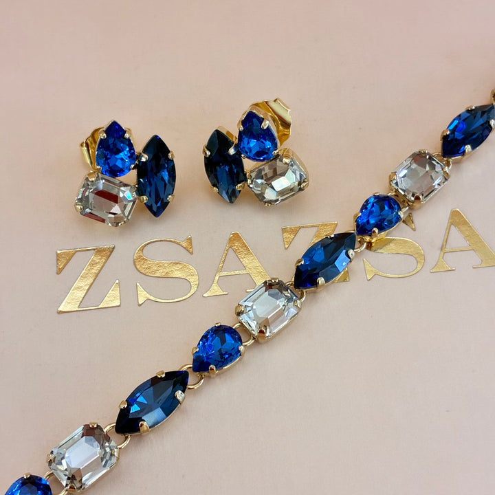 Shade of blue and grey Swarovski crystals set