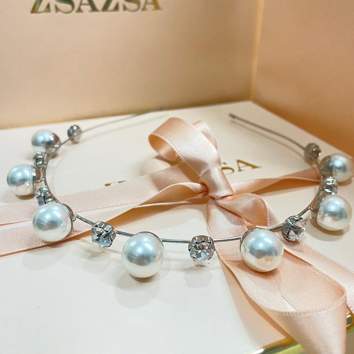 Simple pearl and stones headband