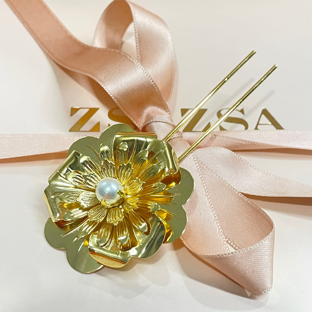 Flower pearl hair pin