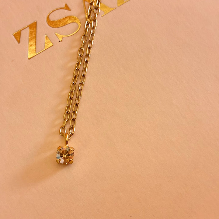 Champagne solitaire gold plated pendant