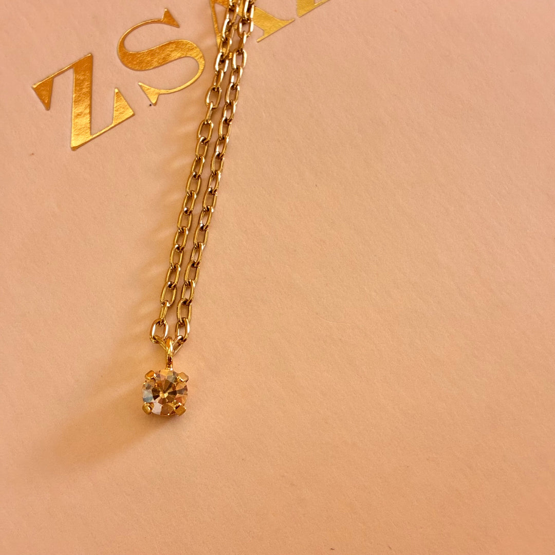 Champagne solitaire gold plated pendant
