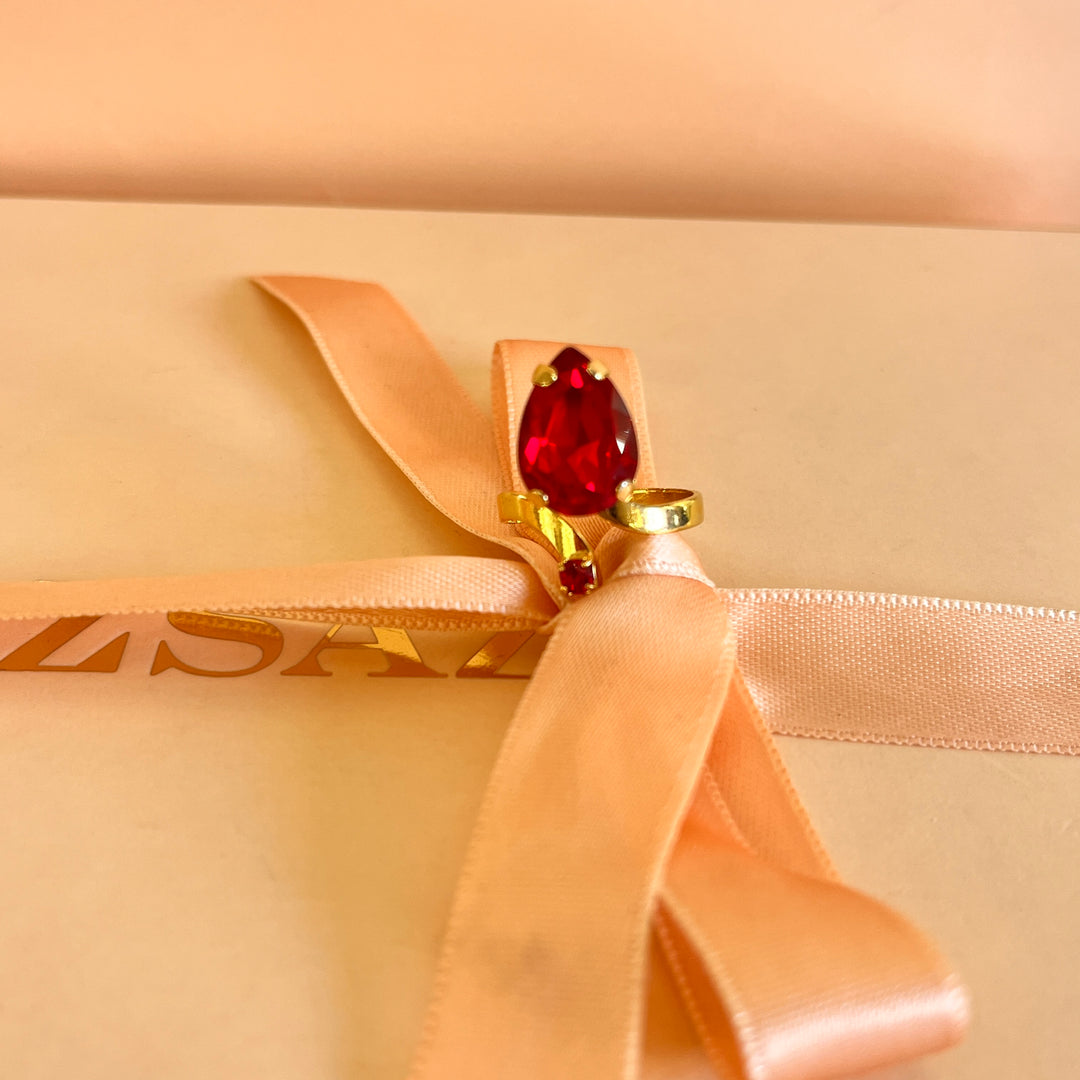 Red open Preciosa crystals ring